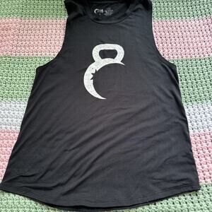 Zyia Active Women’s Size L Black Sleeveless Activewear kettlebell Moon Hendrix
